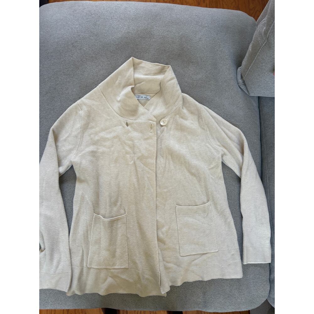 Lola Paris Beige Shawl Collar Cardigan Sweater M/L